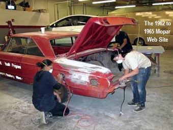 Body work on 1965 Plymouth Sport Fury restoration project